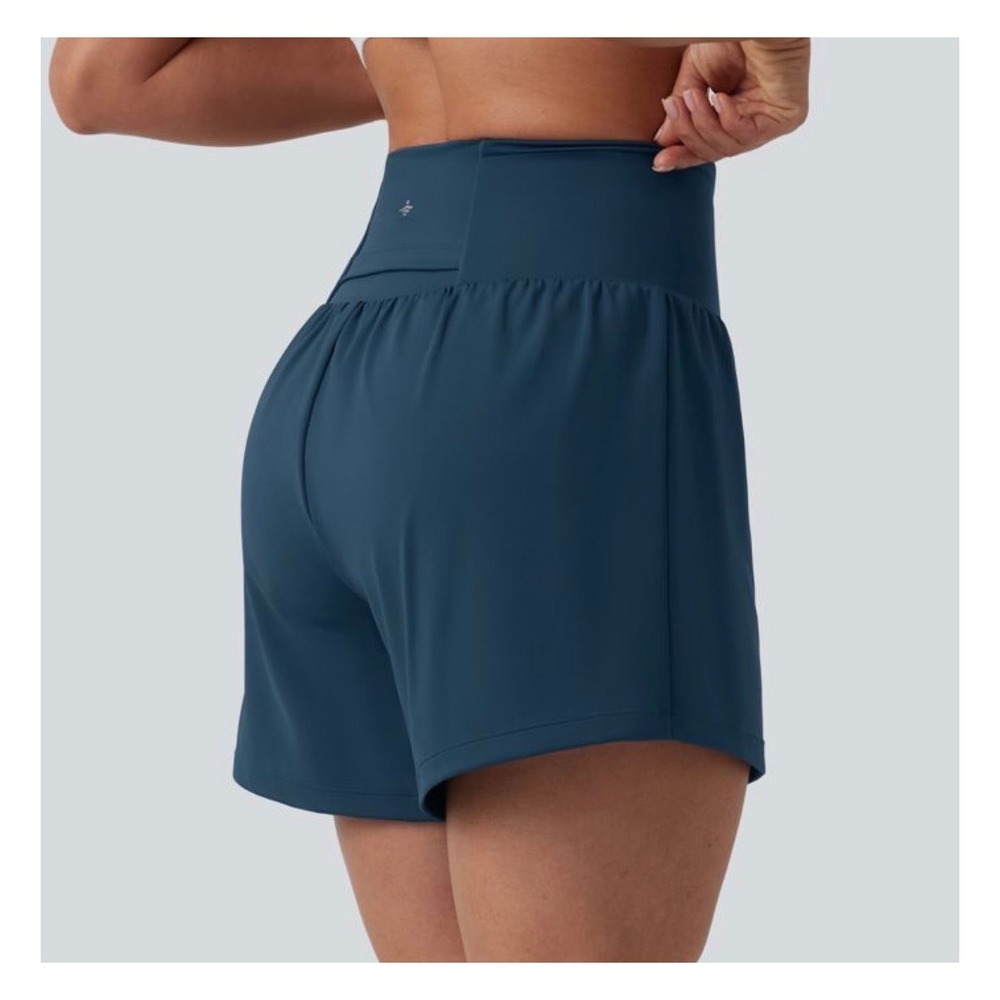 Halara SoftlyZero Airy High Waisted 2-in-1 Yoga‎ Shorts - Majolica Blue